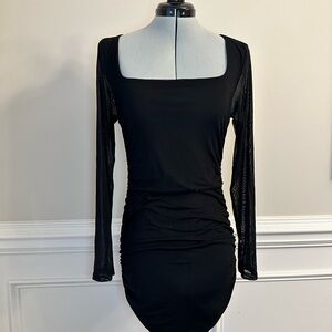 Mesh Black Long Sleeve Mini Dress